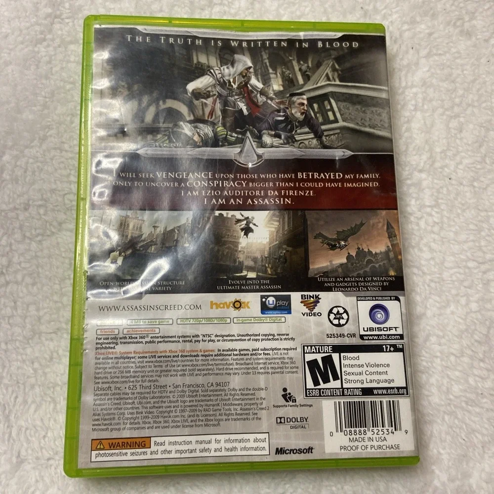 Assassin's Creed II Microsoft Xbox 360 Complete CIB 2009 Video Game